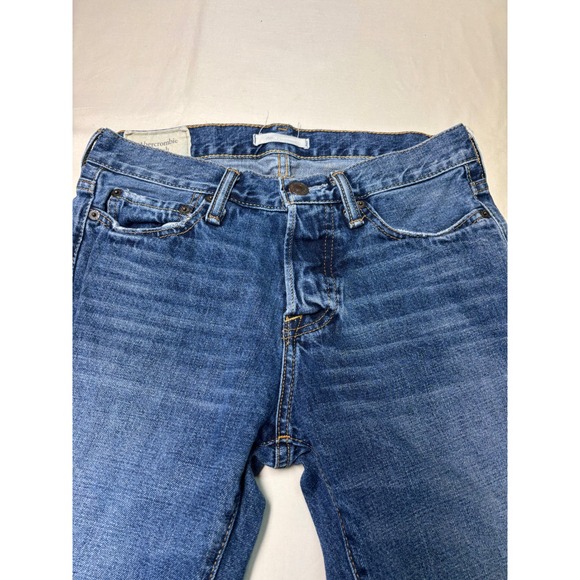 Abercrombie & Fitch Slim Straight Jeans Blue Wash Women's Size 26X30 Button Fly - Picture 2 of 15